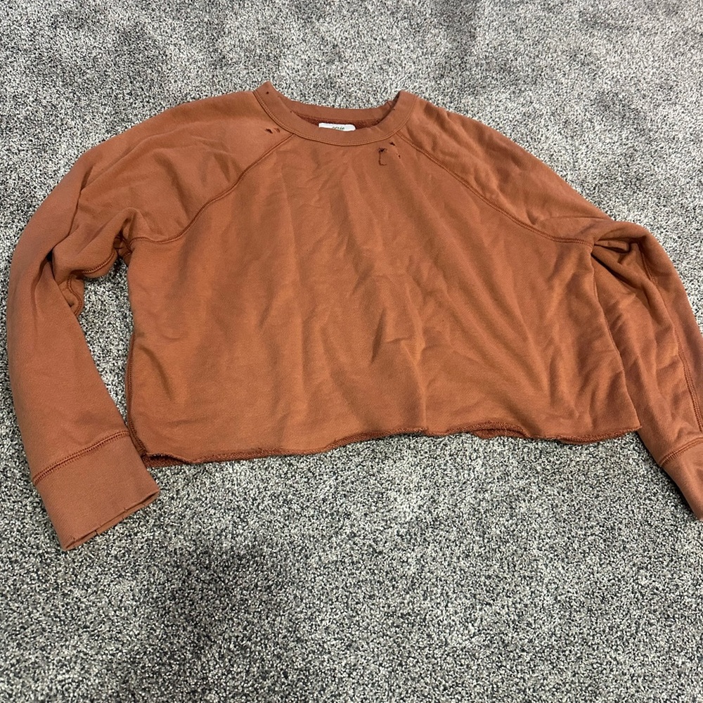 Distressed crop sweater